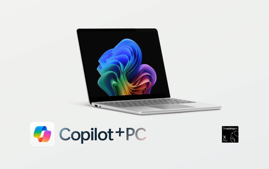 An angled view shows a Surface Laptop for Business, Copilot+ PC, 13-inch | Snapdragon in the color Platinum.